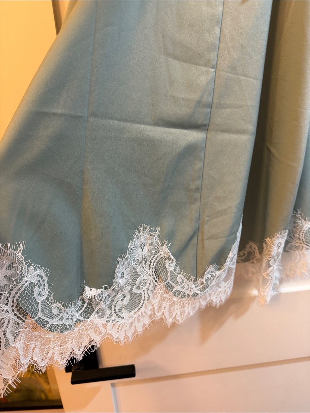 Delicate Lace-Trim Mini Slip Dress in Mint - Picture 11 of 14